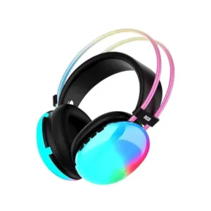 Tune PM860 Wireless Bluetooth Headset Large LED Light RGB Gaming Headset with Microphone Stereo Sound Music for Mobile Phone Laptop FM Radio V5.2 External Support SD Card Black