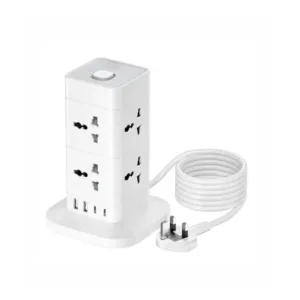 iPros iPro 12 in 1 Universal Tower Extension Socket, 8 Way Socket, 2 USB-A, 2 USB-C Model IP108, White