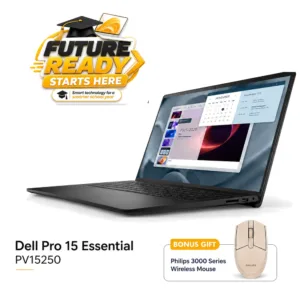 Dell Pro 15 Essential PV15250 Laptop – Intel Core 3 100U, 8GB RAM, 512GB SSD, Intel UHD Graphics, 15.6-Inch Full HD Display