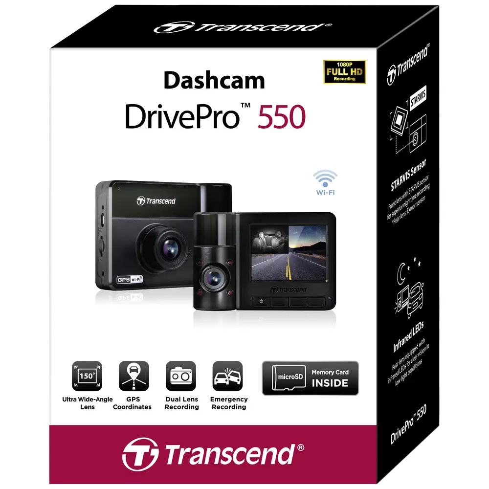 image Transcend DrivePro 550 Dual-Lens Dash Camera