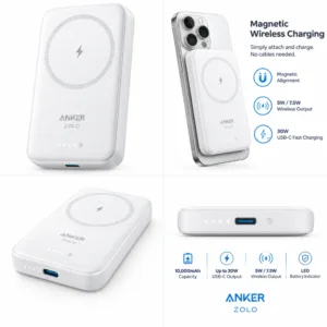 Anker Zolo 10,000mAh Magnetic Wireless Power Bank – 30W Fast Charging